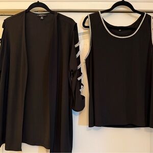 Black Open Cardigan and Tank Set